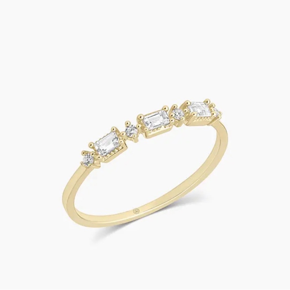 Baguette White Topaz and Diamond Ring